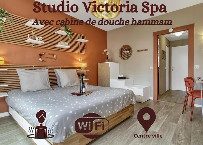 Studio Victoria Spa, Au Coeur Du Centre-Ville Cabine Hammam -Wifi -Grand Lit Double Queen Size 160X200Cm